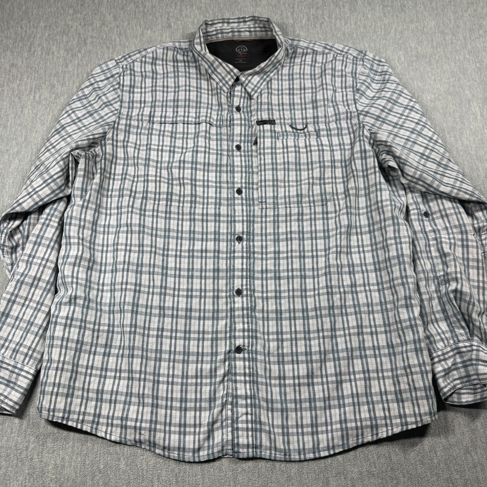 Wrangler ATG Shirt Mens XXL Gray Plaid Long Sleeve Button Down Outdoor Hiking